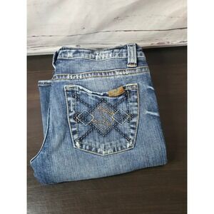 Silver Jeans Suki Mid Rise Straight Leg Studded Pocket Denim Blue Size 31